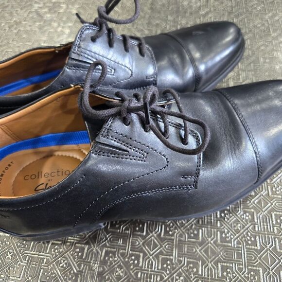🐢 Clarks Men's Black Whiddon Cap Toe Oxford Size 10.5. - Picture 10 of 16
